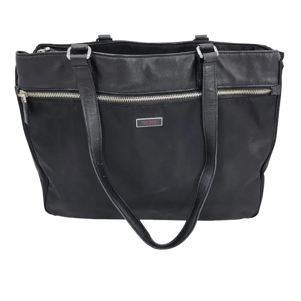 TUMI Black Nylon Leather Trimmed Travel Shoulder Professional Briefcase